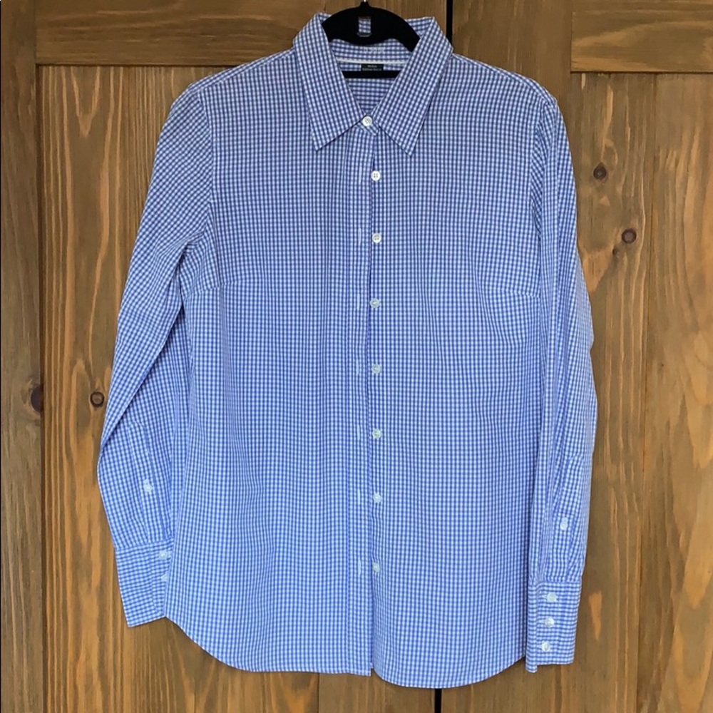 J. Crew Blue/Wht gingham check slim fit shirt - M